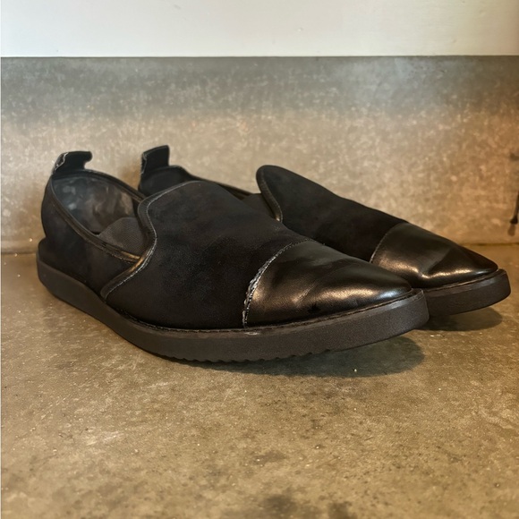Karl Lagerfeld Black Leather Slip On Shoes Cler Black Suede Men’s Size 14M - Picture 2 of 12